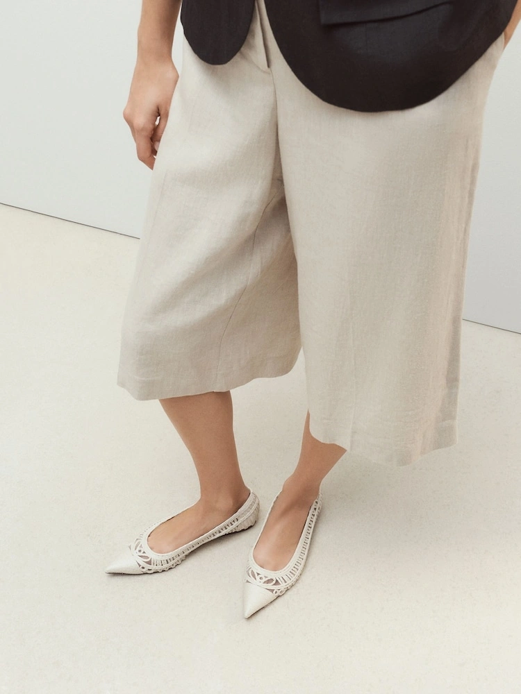 White Point Toe Raffia Ballet Flats image 6