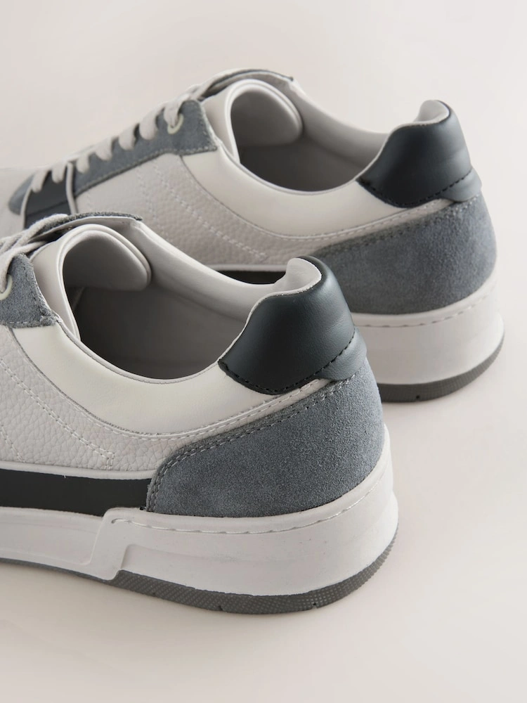 Grey & Blue Suede Trim Smart Casual Trainers image 4