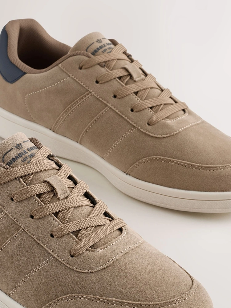 Neutral Suedette Lace-Up Chunky Trainers image 4