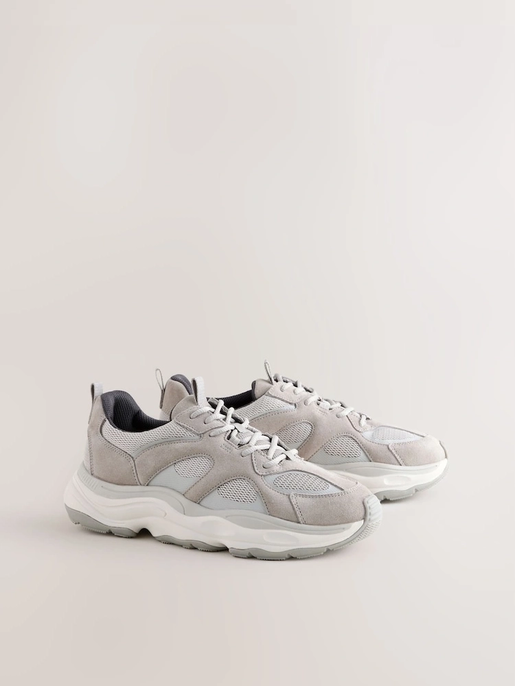 Grey Suede Trim Chunky Sole Runners