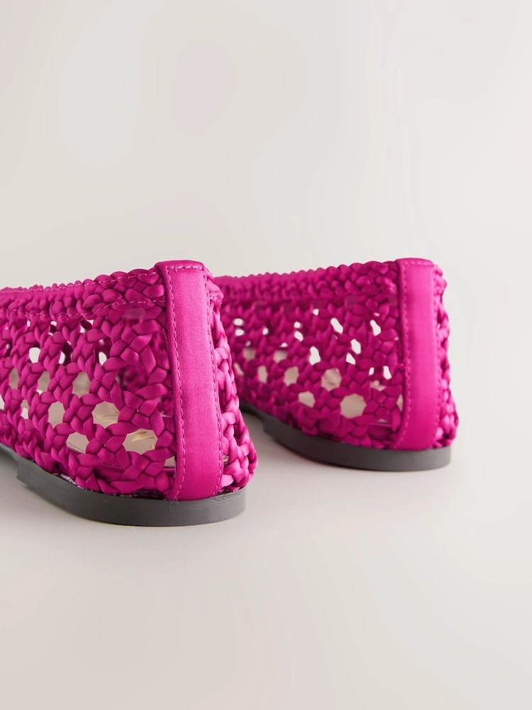 Pink Woven Satin Comfort Ballet Flats image 3