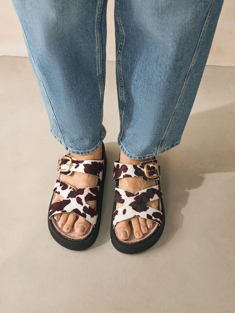 Leather Buckle Strap Flatform Wedge Sandals image 7
