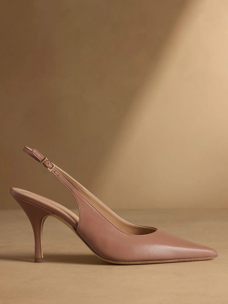 Blush Pink Leather Slingback High Heel Courts image 6