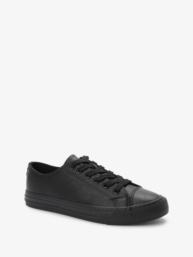 Black Patent Lace-Up Baseball Trainers image 2