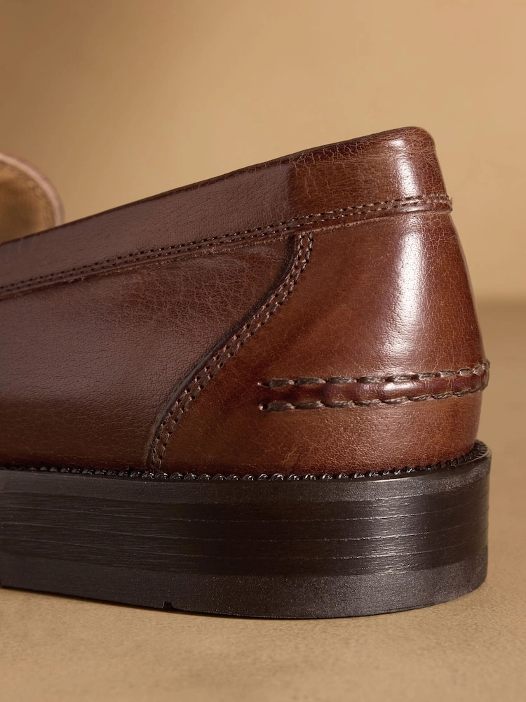 Dark Brown Tassel Leather Loafers image 4