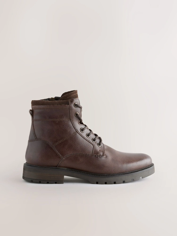 Leather Zip-Up Borg Lined Boots image 9