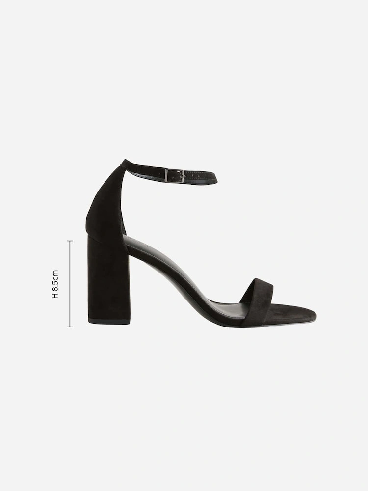 Black Block Heel Two-Strap Sandals image 2