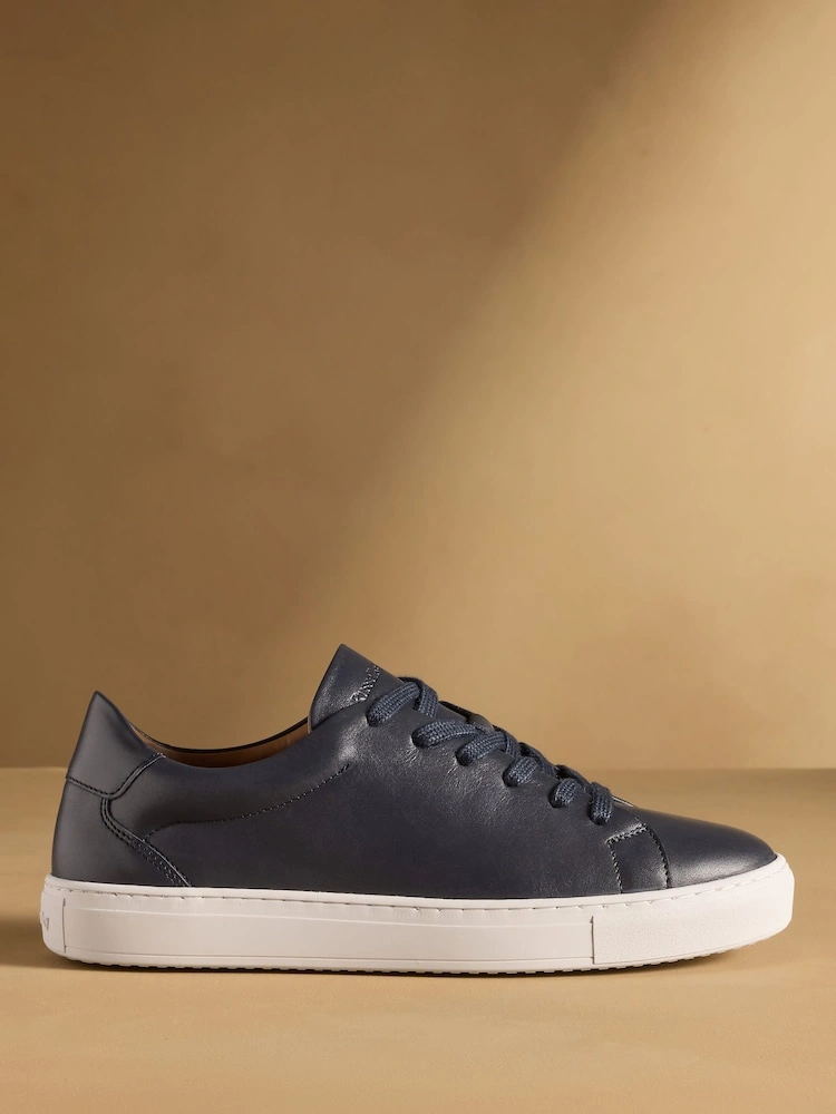 Blue Leather Classic Low-Top Trainers image 5
