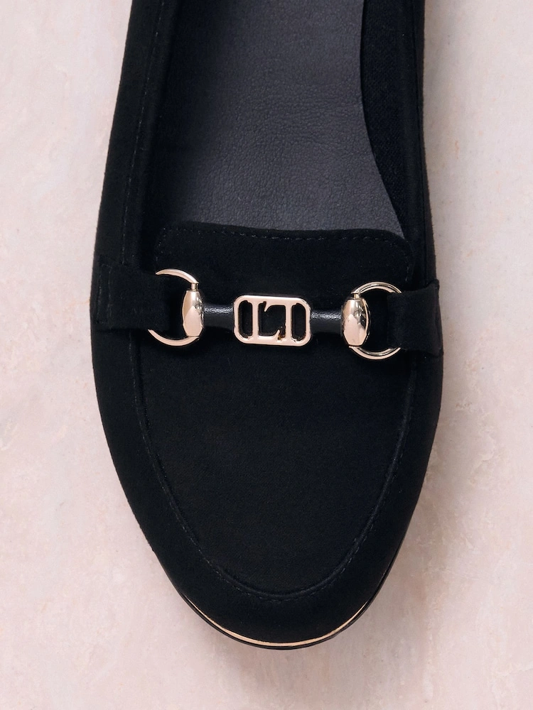 Black Faux Suede Chain Detail Workwear Loafers image 3