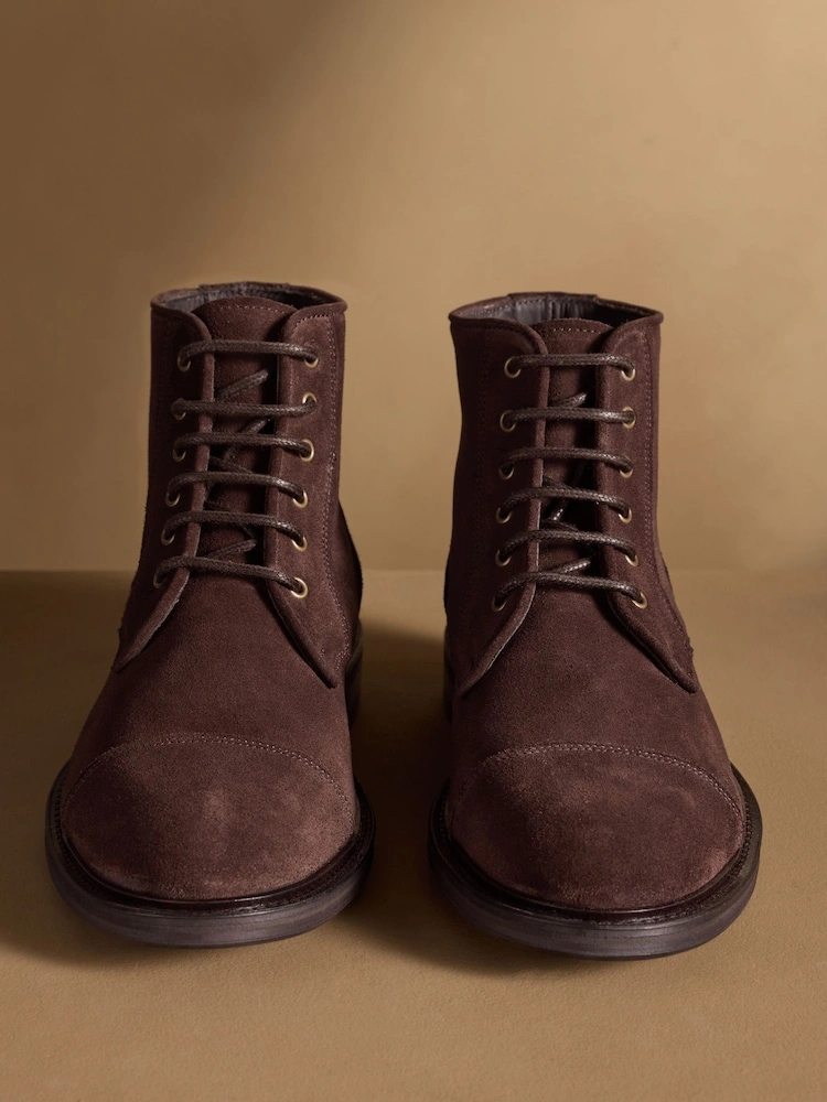 Brown Suede Lace-Up Ankle Boots image 2