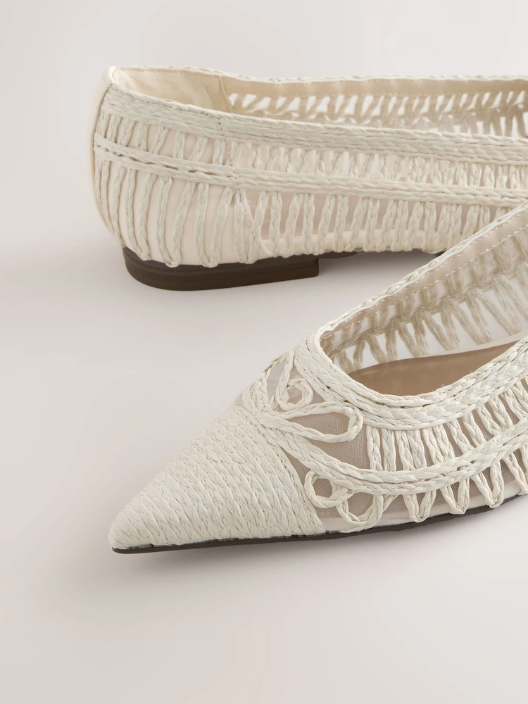 White Point Toe Raffia Ballet Flats image 2