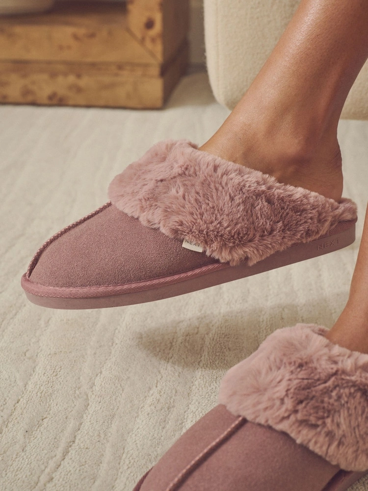 Suede Faux Fur Mule Slippers image 5