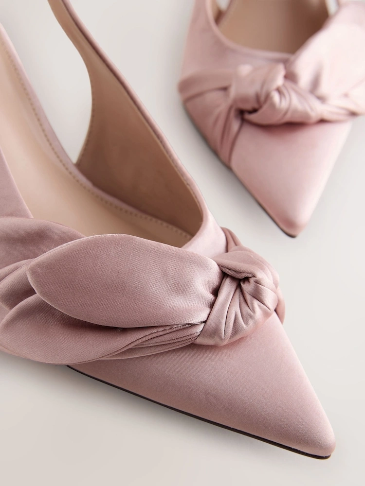 Pink Pointed Toe Petal Slingback Heels image 5