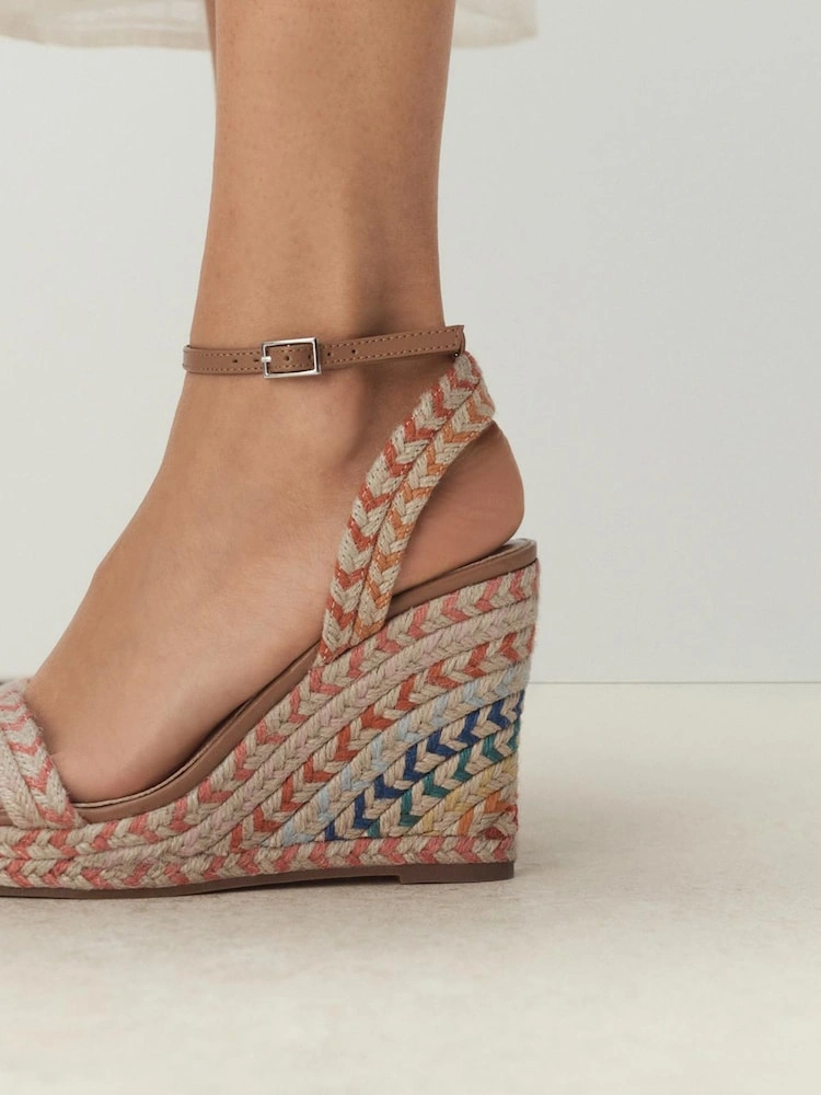 Multi Woven Ankle Strap High Wedge Sandals image 2