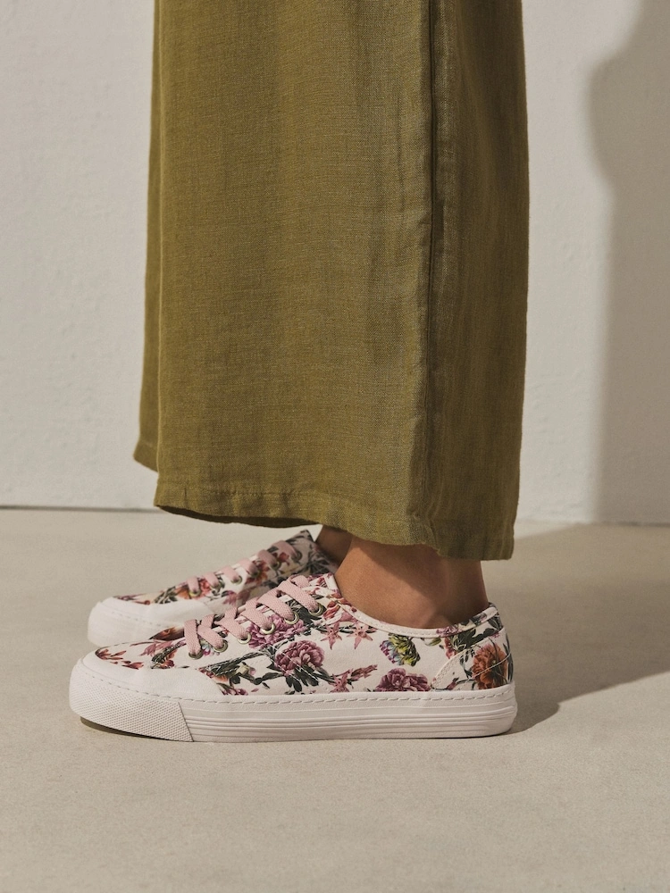 Floral Canvas Lace-Up Trainers image 2