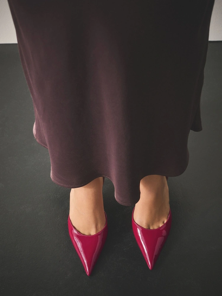 Pink Patent Pointed Toe Slingback Curvy Heels image 6