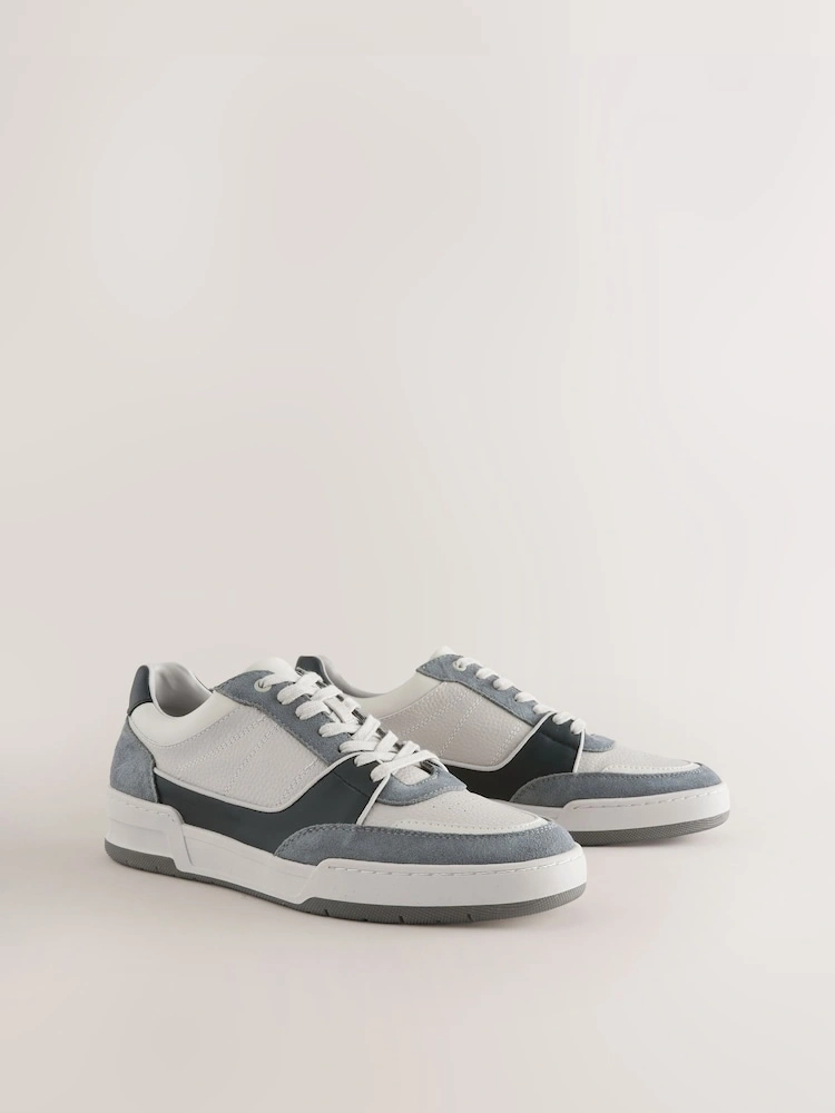 Grey & Blue Suede Trim Smart Casual Trainers