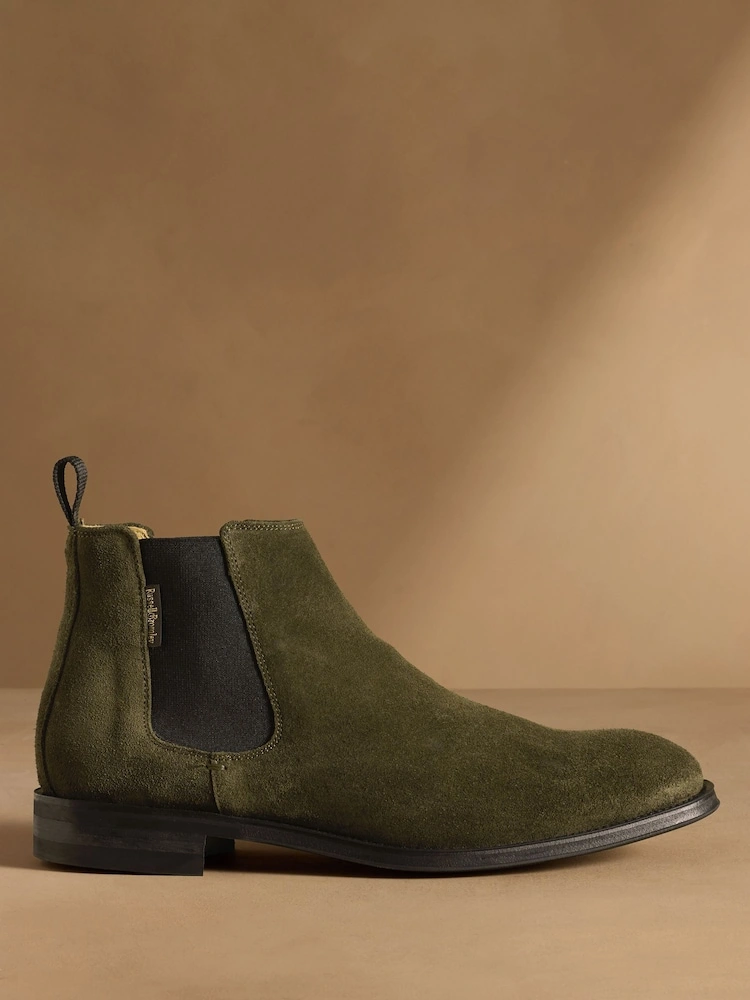 Olive Green Suede Chelsea Boots image 6