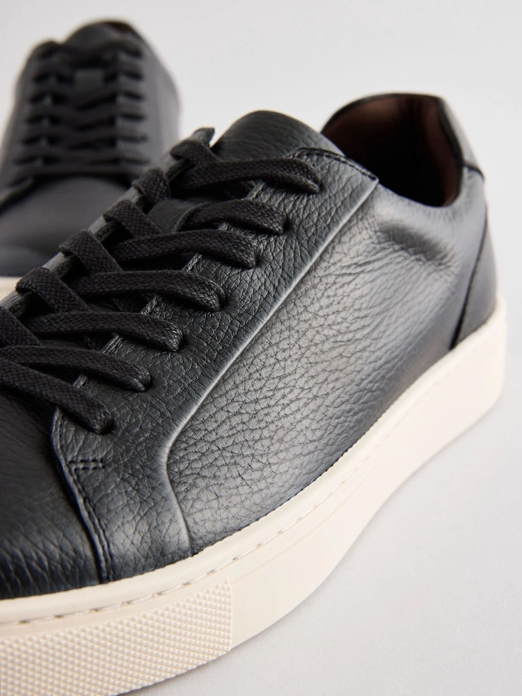 Black Leather Comfort Trainers image 2
