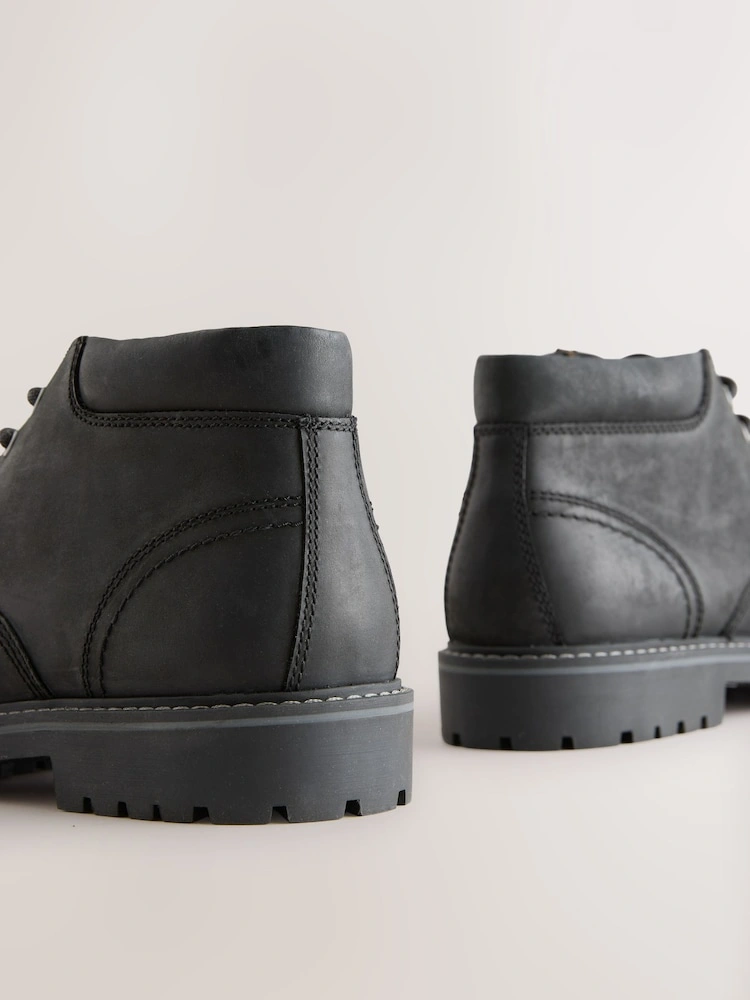 Black Rugged Leather Ankle Boots image 3
