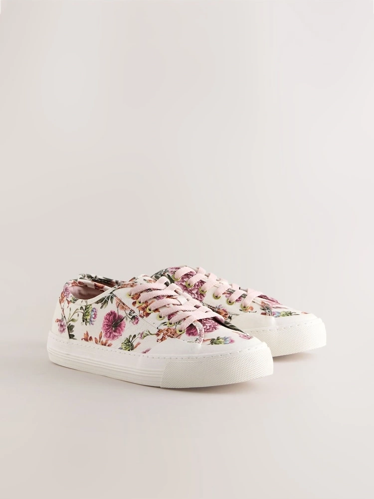Floral Canvas Lace-Up Trainers
