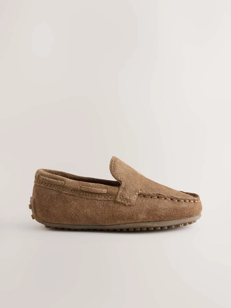 Tan Suede Slip-On Loafer Shoes (Wide Fit) image 5