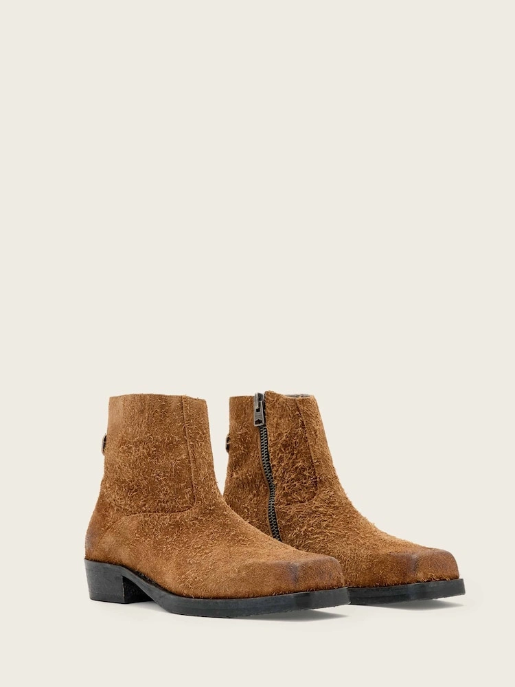 Brown Square Toe Western-Inspired Boots image 2