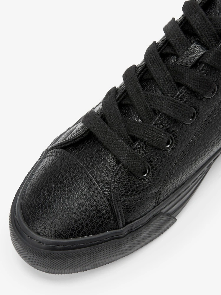 Black Patent Lace-Up Baseball Trainers image 3