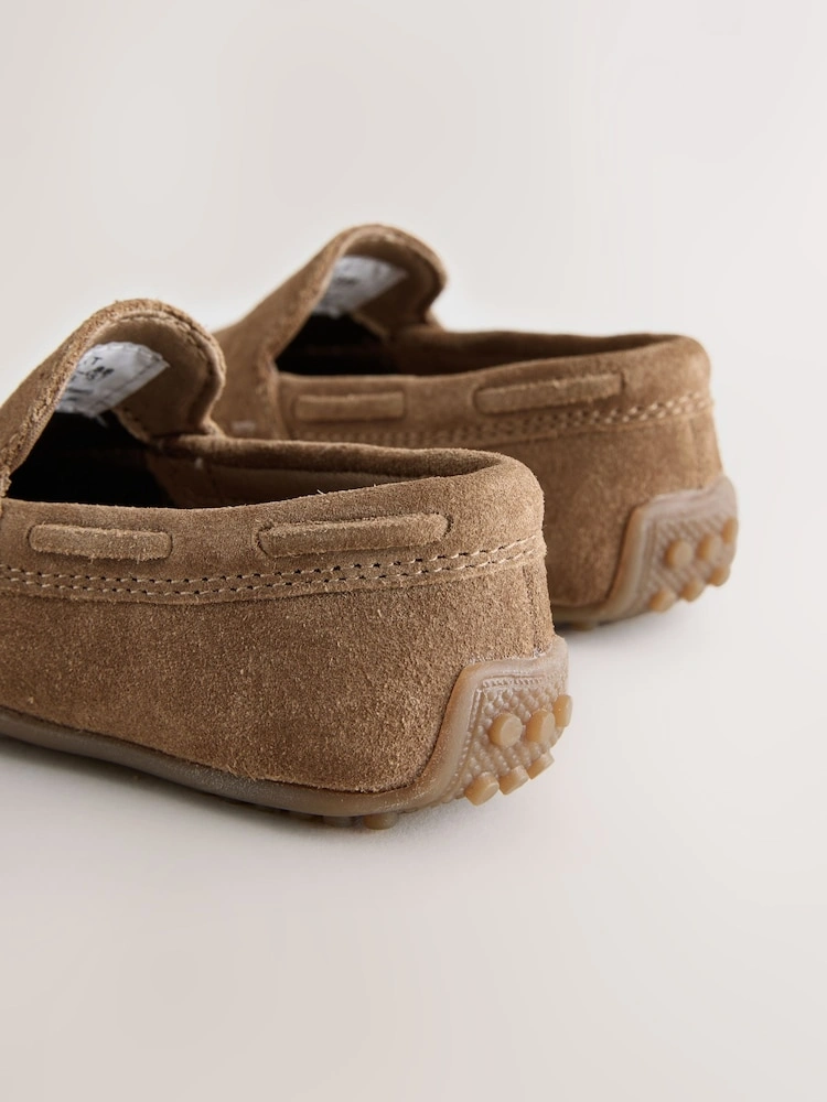 Tan Suede Slip-On Loafer Shoes (Wide Fit) image 4