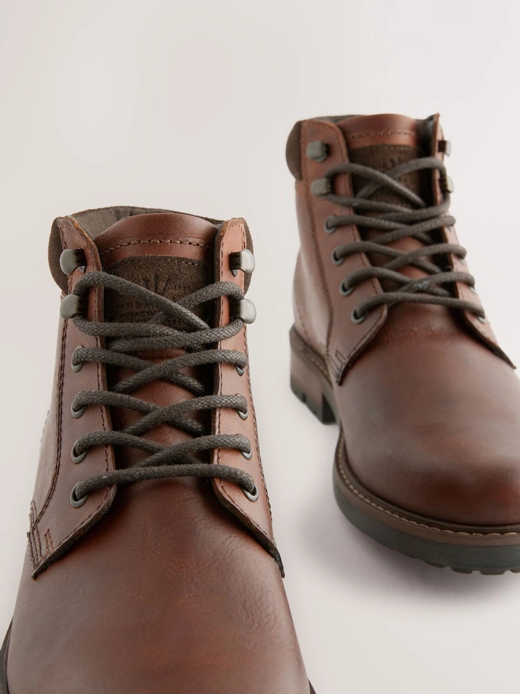 Stone Leather Lace-Up Boots image 3