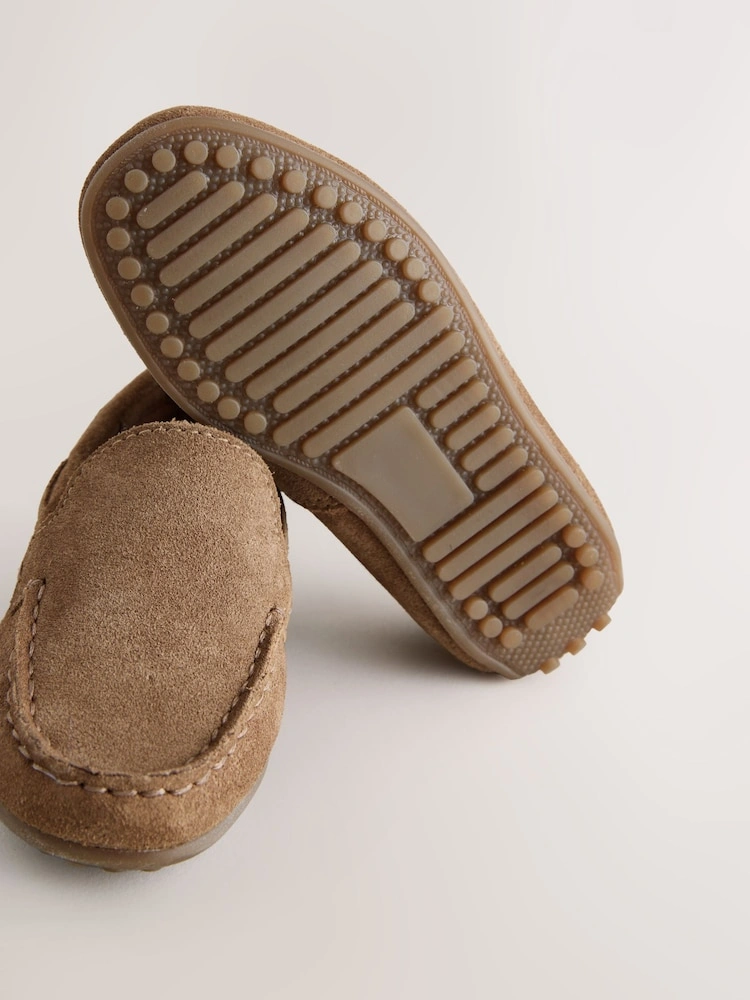Tan Suede Slip-On Loafer Shoes (Wide Fit) image 3