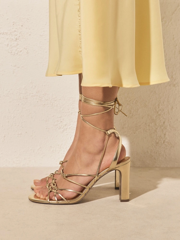 Gold Strappy High Heel Sandals image 7