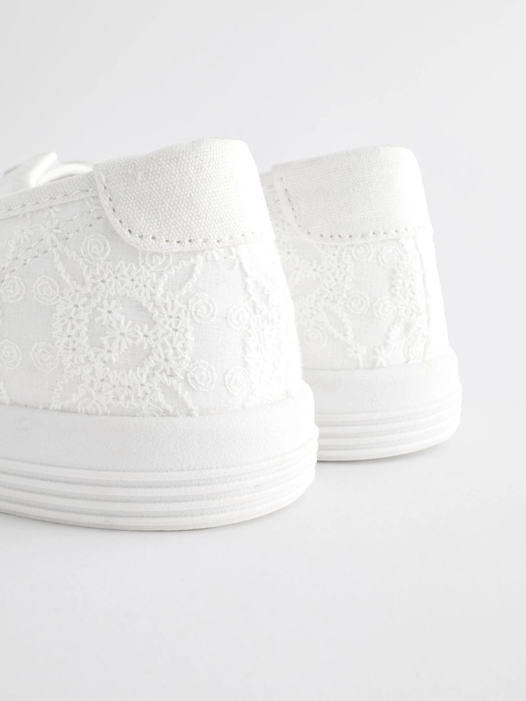 White Canvas Slip-On Comfort Trainers image 3