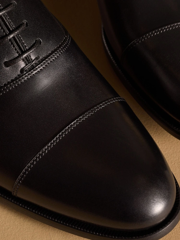 Tan Leather Toe Cap Oxford Shoes image 3