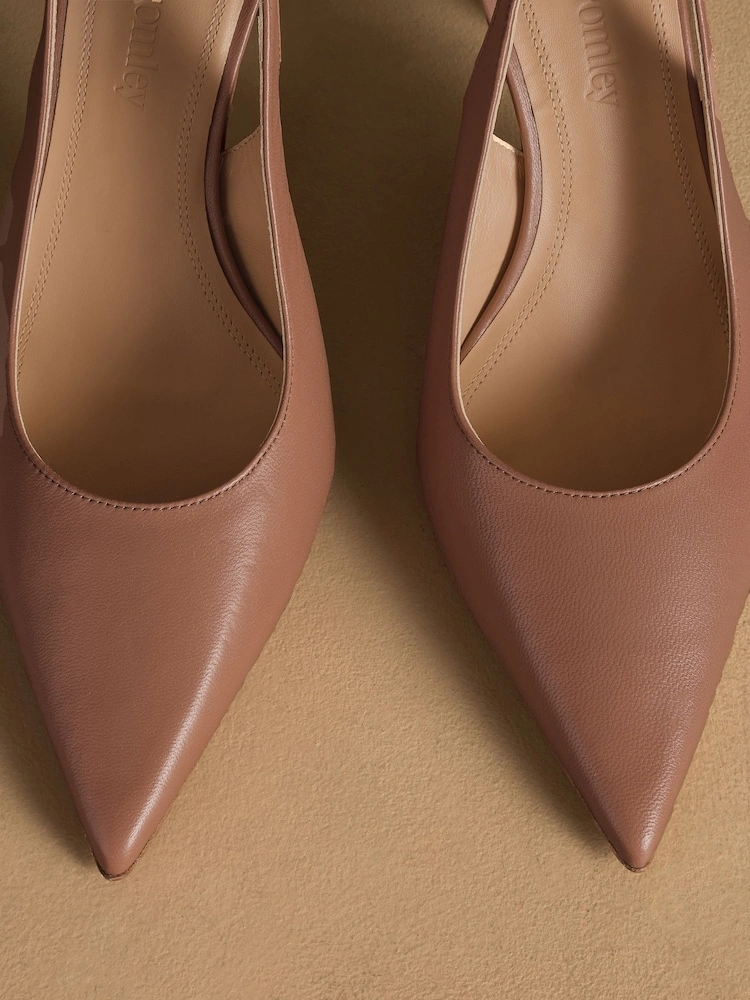 Blush Pink Leather Slingback High Heel Courts image 5