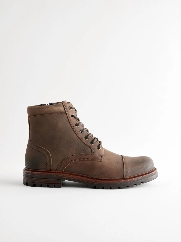 Leather Toe Cap Lace-Up Boots image 9