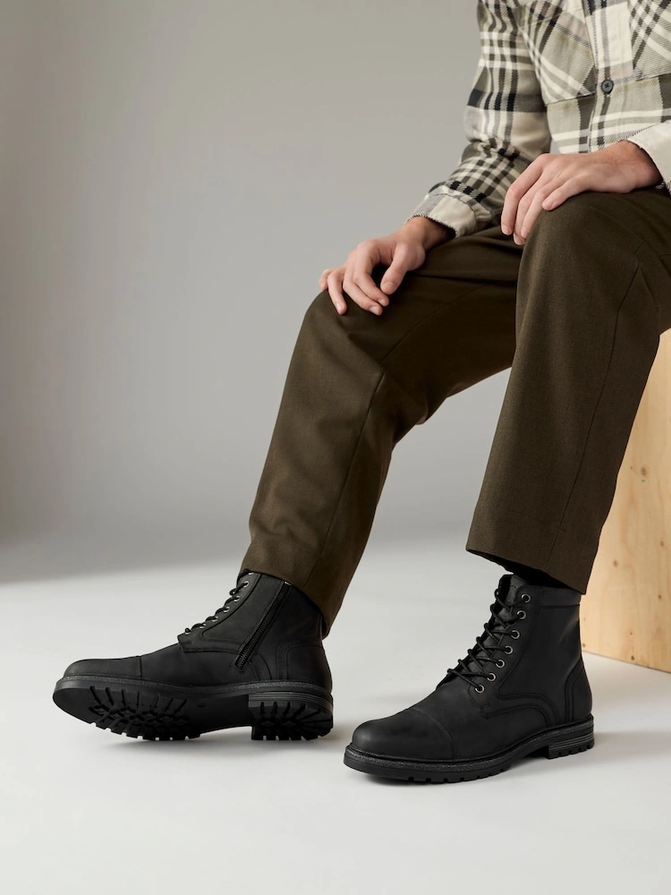 Leather Toe Cap Lace-Up Boots image 4