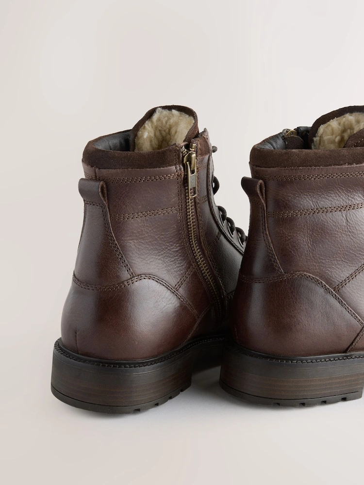 Leather Zip-Up Borg Lined Boots image 2