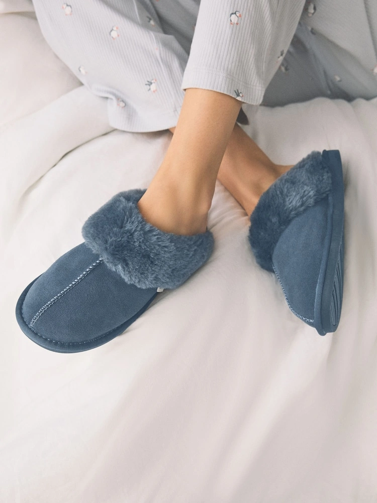 Suede Faux Fur Mule Slippers image 7
