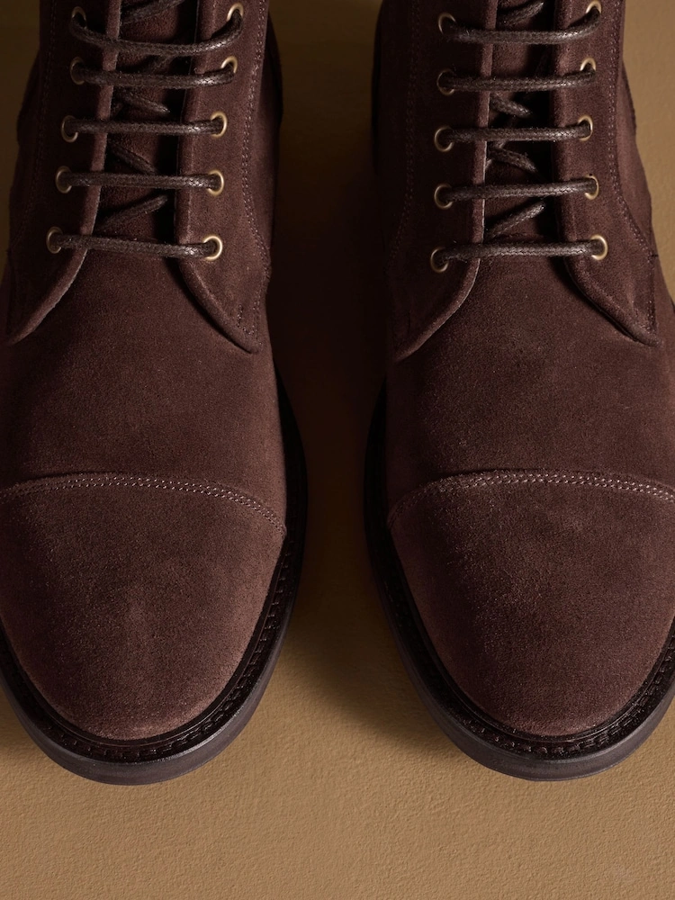 Brown Suede Lace-Up Ankle Boots image 5