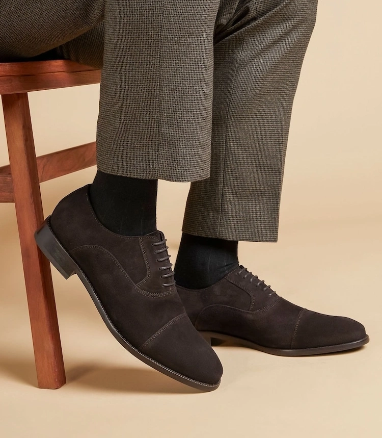 Classic Suede Oxford Lace-Up Shoes – Smart Formal Dress Shoes