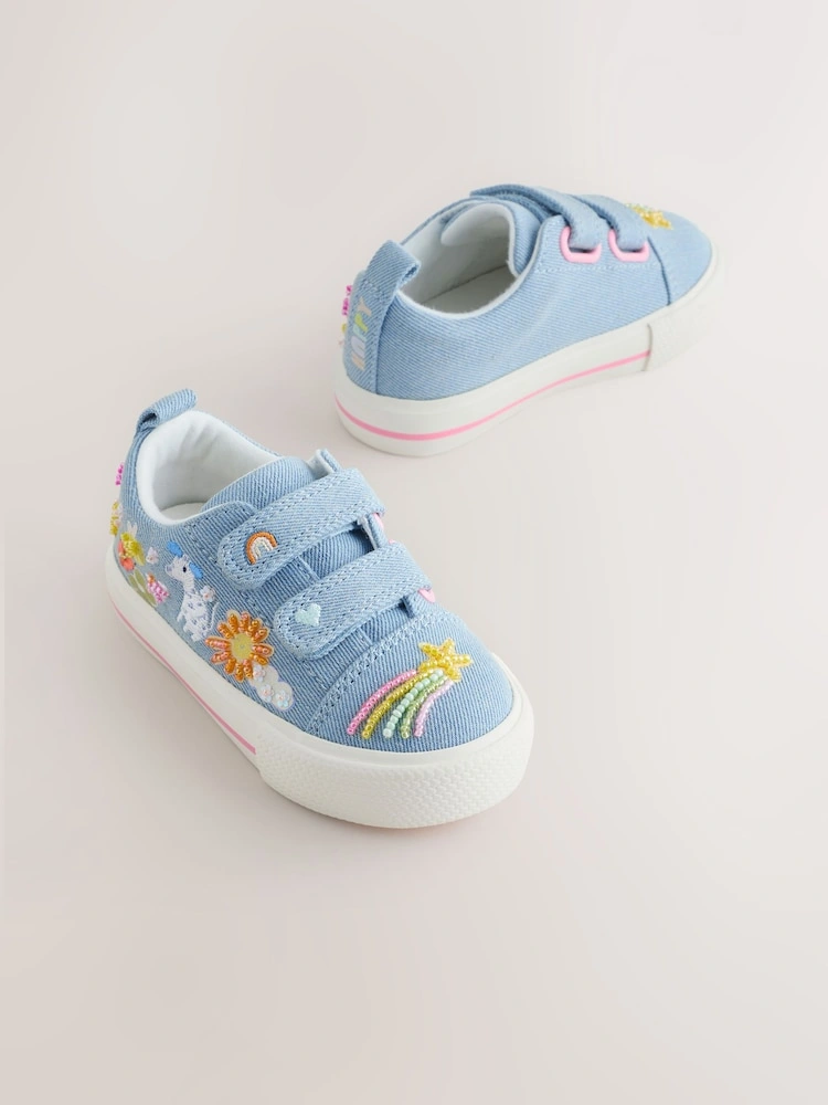 Blue Denim Chunky Touch-Fastening Trainers