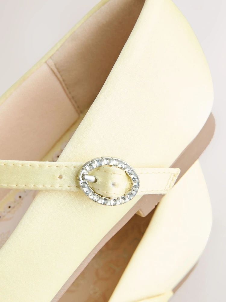 Lemon Yellow Satin Mary Jane Occasion Shoes image 2