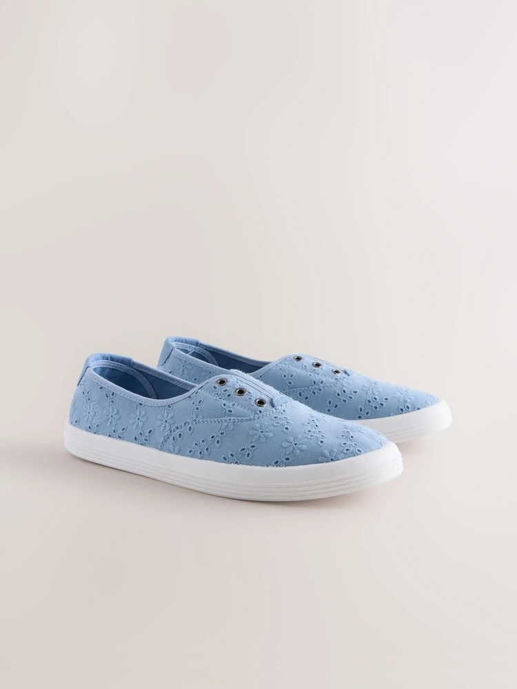 Blue Canvas Laceless Slip-On Trainers