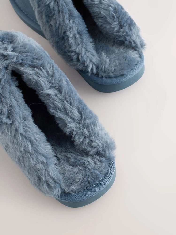 Suede Faux Fur Mule Slippers image 10