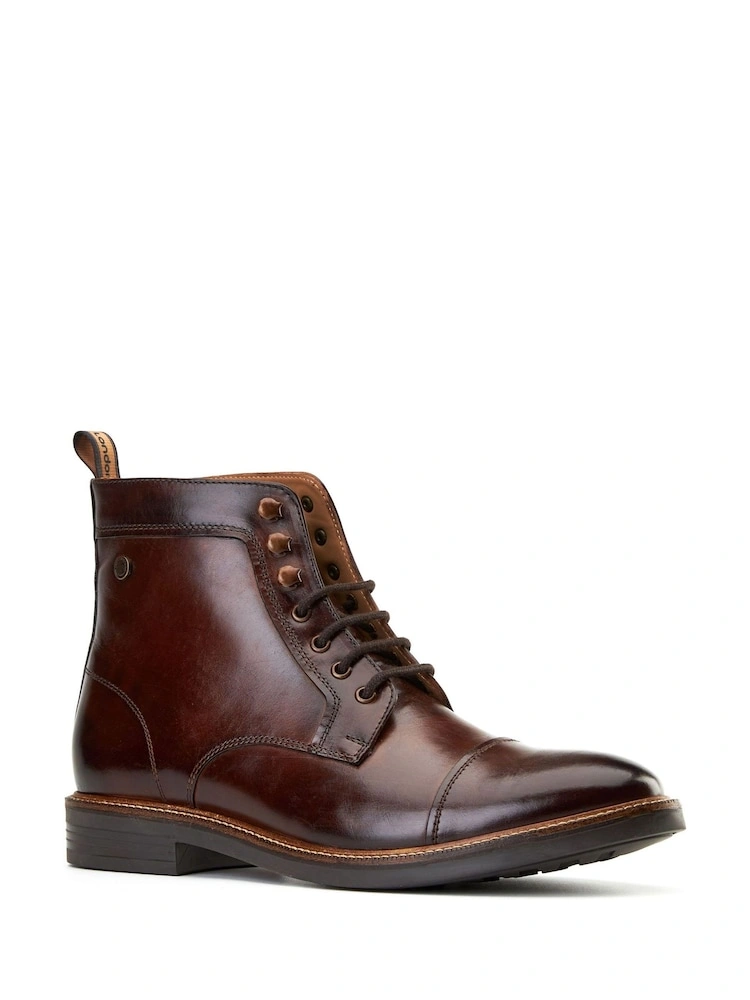 Brown Leather Toe Cap Lace-Up Boots image 2