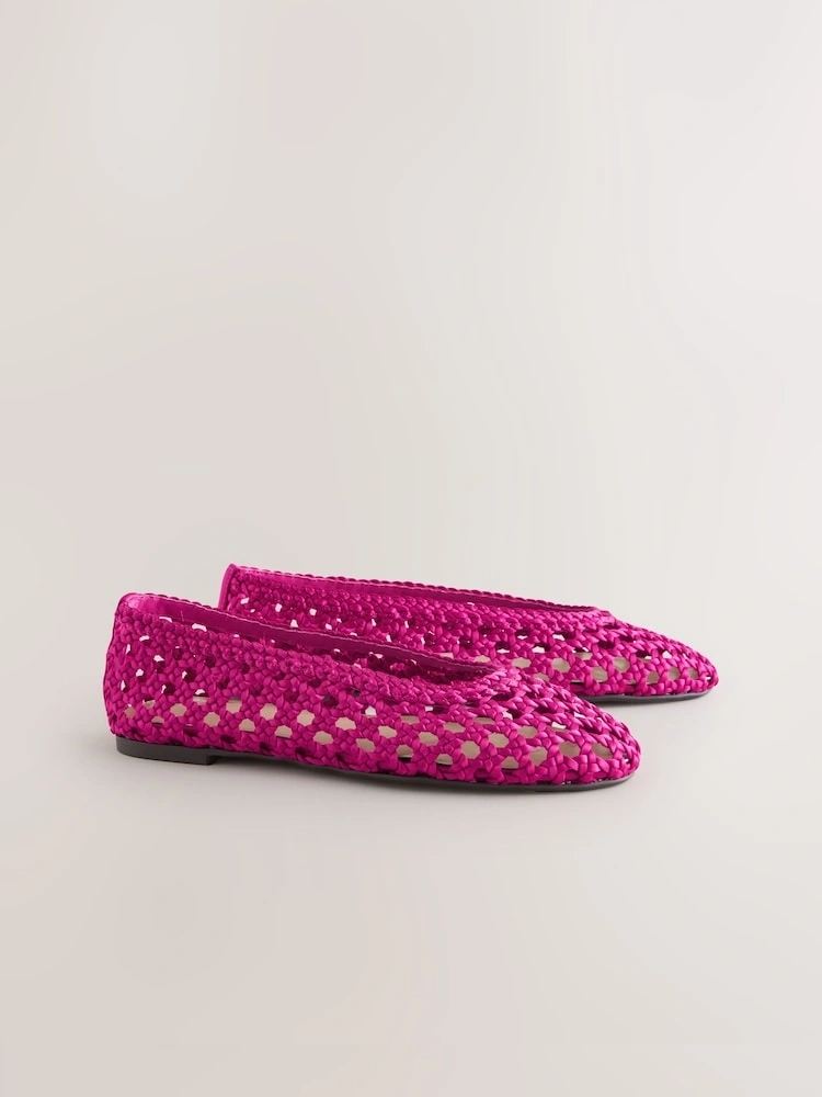 Pink Woven Satin Comfort Ballet Flats