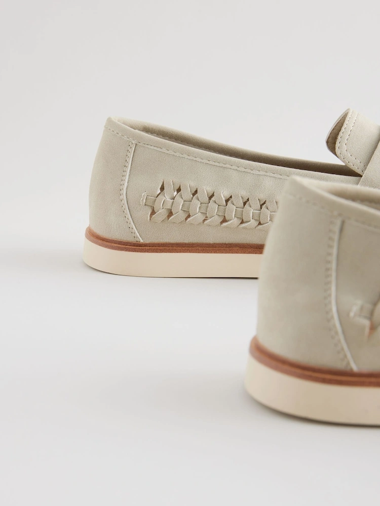 Chalk White Woven Comfort Loafers image 4