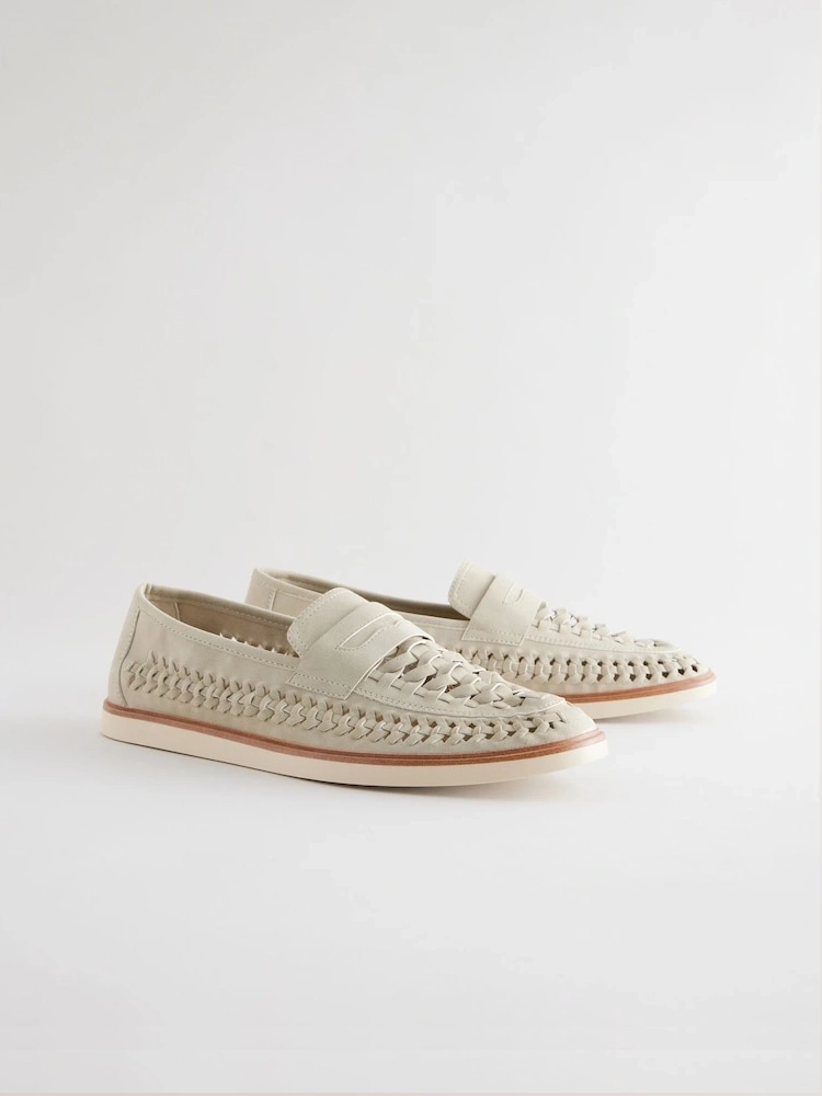 Chalk White Woven Comfort Loafers