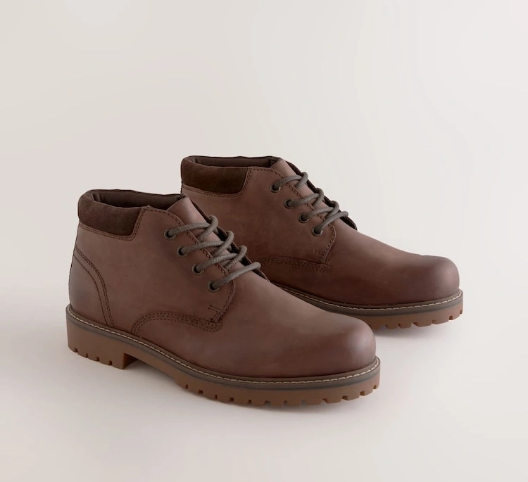 Brown Rugged Leather Ankle Boots